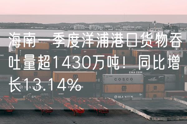 海南一季度洋浦港口货物吞吐量超1430万吨！同比增长13.14%