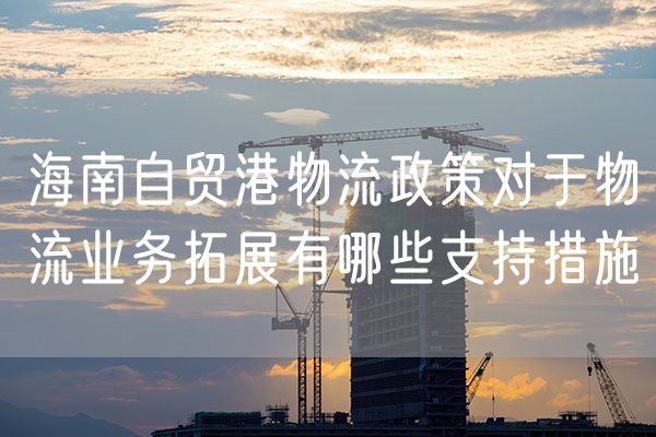 海南自贸港物流政策对于物流业务拓展有哪些支持措施