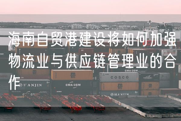 海南自贸港建设将如何加强物流业与供应链管理业的合作
