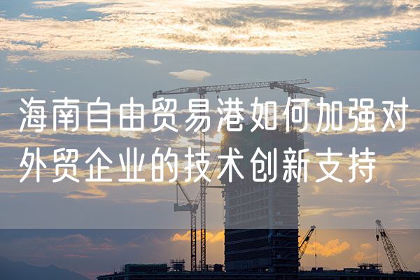 海南自由贸易港如何加强对外贸企业的技术创新支持