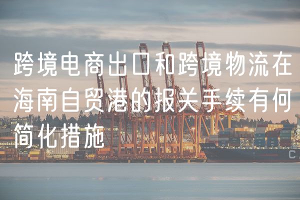 跨境电商出口和跨境物流在海南自贸港的报关手续有何简化措施
