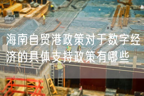 海南自贸港政策对于数字经济的具体支持政策有哪些